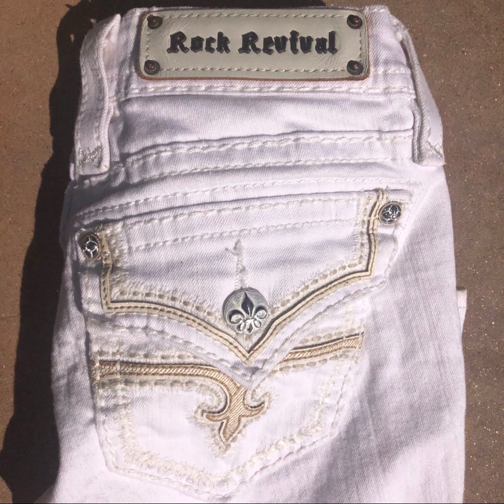 ROCK REVIVAL White Skinny Ankle Jeans